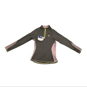 NWT women’s Babolat size medium 1/2 zip active wear black, gray, yellow